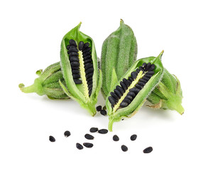 Black Sesame Seeds isolated on white background.