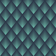 Seamless Neon Blue Op Art Rhombic Chevron Blend Pattern Vector