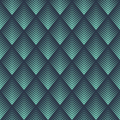 Wall Mural - seamless neon blue op art rhombic chevron blend pattern vector