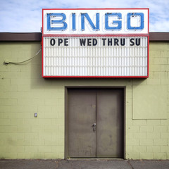 aged and worn vintage photo of bingo sign   