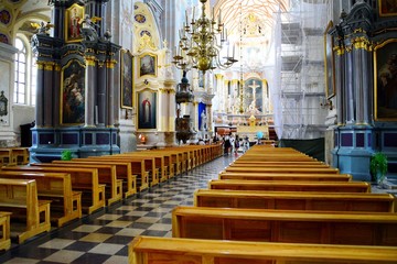 Kaunas Cathedral Basilica internal view on July 18, 2015