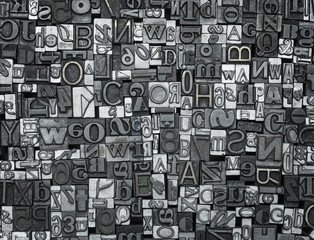 Poster - Letterpress background, close up of old metal letters