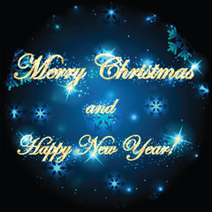 Poster - Christmas and New Year's background with snowflakes