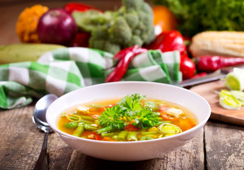 Wall Mural - bowl of vegetable soup