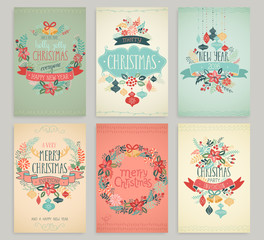 Poster - Christmas hand drawn card set.