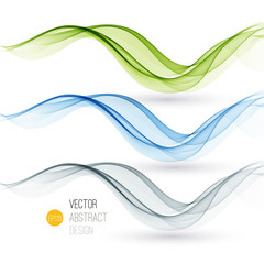Poster - Set of abstract waves. Vector illustration 