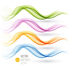 Poster - Set of abstract waves. Vector illustration 