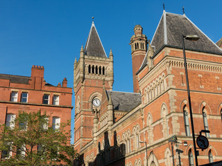 The Manchester Minshull Crown Court in the Court House at the corner with Canal Street, Manchester, Cheshire, England, UK