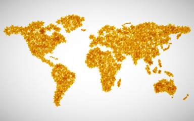 Wall Mural - world map of maple leaves. vector background. eps 10