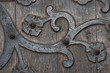 a fragment of ancient ornate ironwork on door in Lisbone