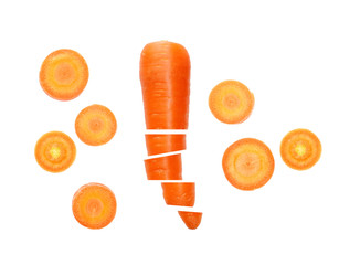 Wall Mural - Fresh and sweet carrot isolated on white background..