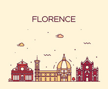 Florence Skyline Silhouette Vector Linear Style