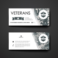 Wall Mural - Set of modern design banner template in veterans day style