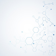 Poster - Geometric background for presentation. Molecule and communication background. Graphic background for your design and your text.