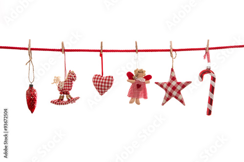 Isolierte freigestellte Dekoration zu Weihnachten in rot weiß kariert 