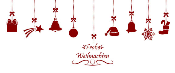 Wall Mural - Weihnachtsdekoration - Frohe Weihnachten (Rot)