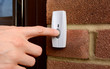 Close-up of woman pressing a doorbell