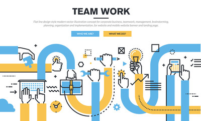 Poster - flat line design style modern vector illustration concept for corporate business, teamwork, manageme
