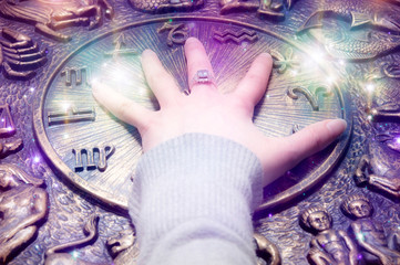 Wall Mural - astrology, astrological, zodiac, prediction, fortune teller, zodiacal, stars, symbols, signs, hand, 