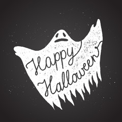 Wall Mural - halloween ghost calligraphy label. rusty sign.