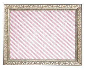 Wall Mural - Old frame with striped canvas isolated on white