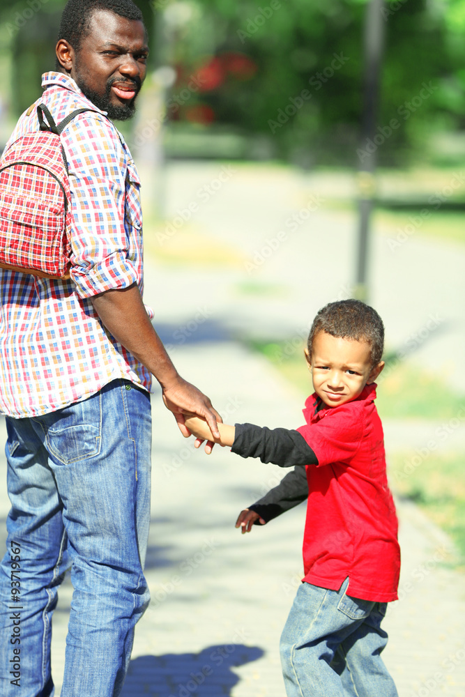 Father and son in the park