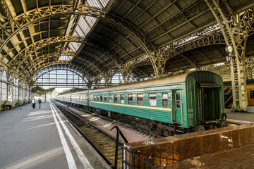  Train platforms at the Vitebsk railway station.Saint-Petersburg.