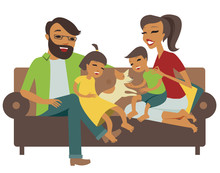 Young family with son and daughter together