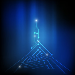 Fototapete - Vector : Electronic circuit on blue background