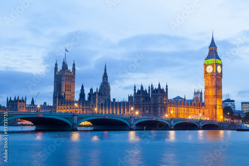 Nowoczesny obraz na płótnie The Palace of Westminster Big Ben at night, London, England, UK.