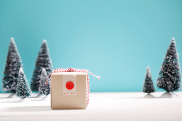 Sticker - Handmade gift box in miniature evergreen forest