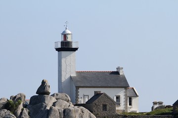 Le phare de Pontusval et la côte rocheuse à Brignogan-plages,bretagne, finistère