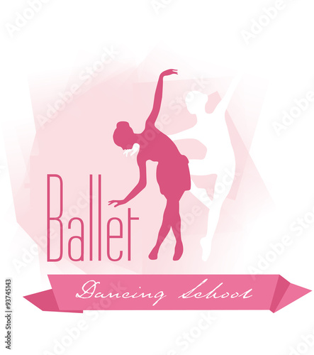 Ballet logo with ballerinas. Two ballet dancers, ballet school graphics