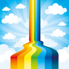 Wall Mural - Rainbow and clouds.