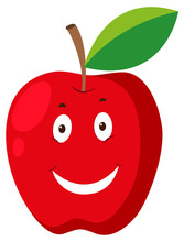 Red Apple With Happy Face