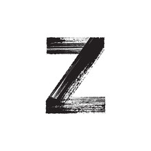 Letter Z Hand Drawn With Dry Brush