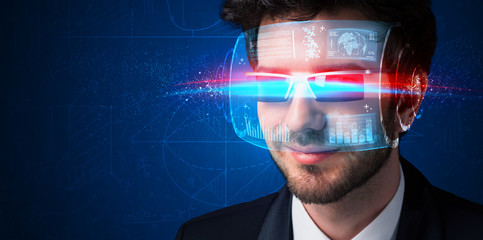 Poster - Man with future high tech smart glasses