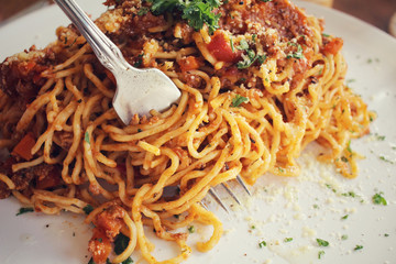 Wall Mural - Spaghetti with tomato sauce