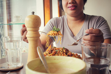 Wall Mural - Spaghetti with tomato sauce