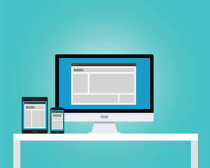 Poster - online news newspaper responsive multi platform computer notebook tab pad