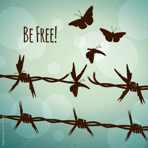 Be Free Freiheit Verwandlung Eines Stracheldraht Zauns In Fliegende Schmetterlinge Buy This Stock Vector And Explore Similar Vectors At Adobe Stock Adobe Stock