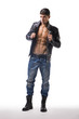 © theartofphoto - Handsome young man wearing leather jacket on naked torso