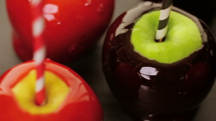 Wall Mural - Handmade red candy apples for Halloween