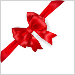 Wall Mural - Red bow with diagonally ribbon