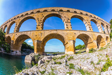 Aqueduct Pont Du Gard.  Photo Taken Fisheye Lens