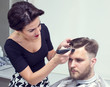 © lester120 - The young man at the hairdresser salon hairstyle make model