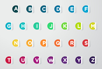 Poster - Circle Paper Cut Out Notes With Colorful Letters Of The Alphabet
