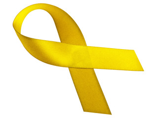 Yellow ribbon isolated on a white background