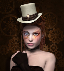 Vintage girl with monocle