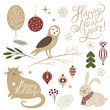 Christmas illustrations. Set of graphic elements and cute characters.